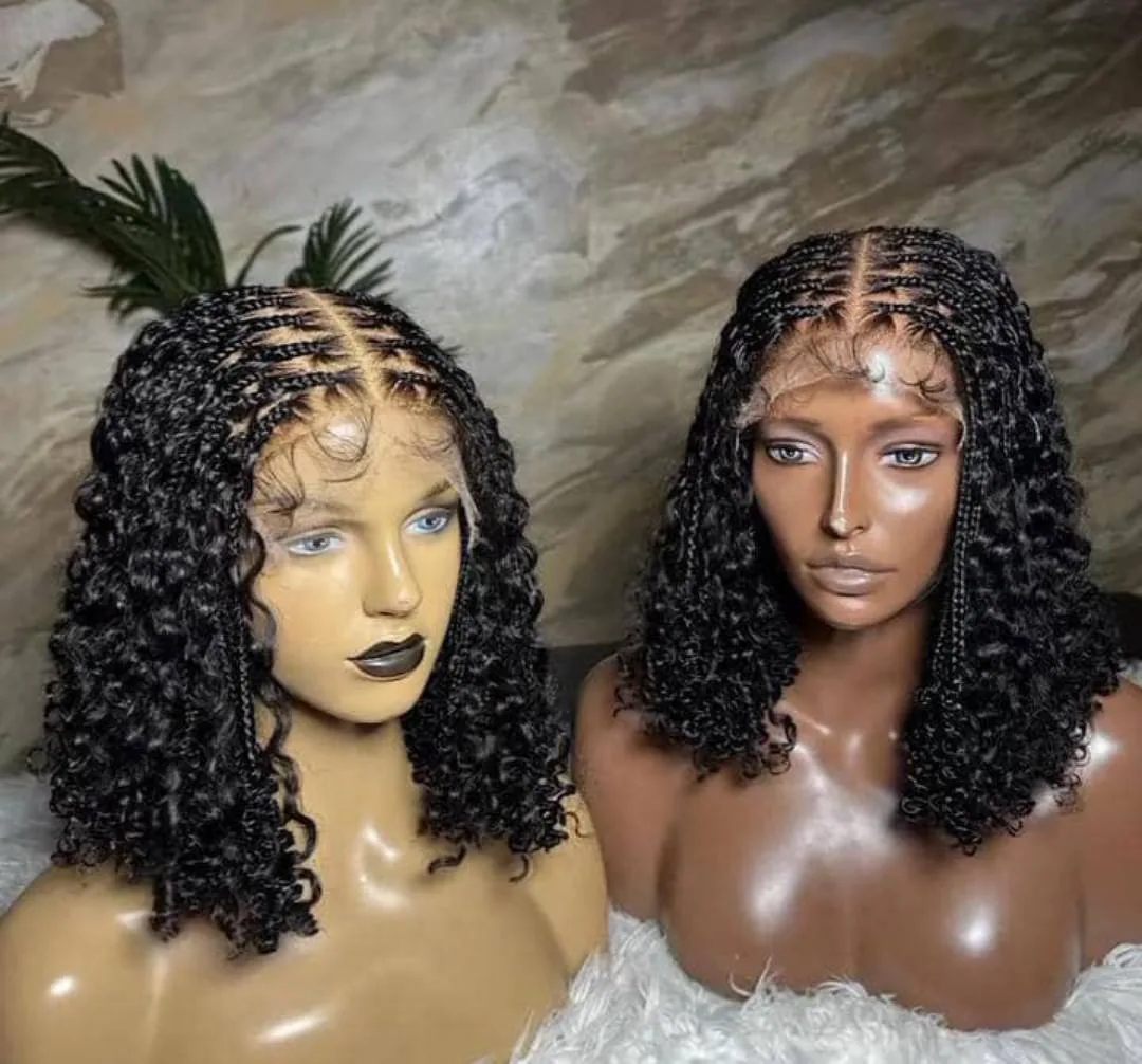 Short Braided wig with curls