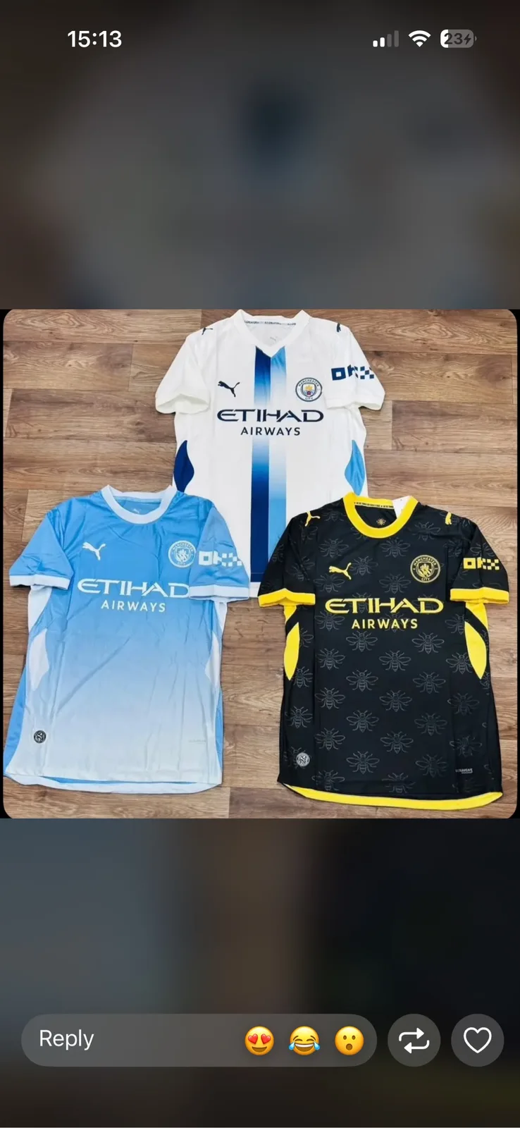 Manchester city Home away and third kit